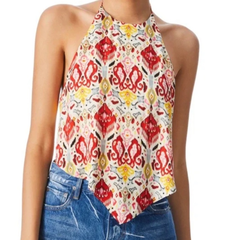 Alice+ Olivia Printed Hankerchief halter top